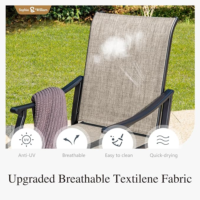 Sophia & William Outdoor Dining Set for 6, All-Weather & Durable Round Patio Table and Chairs Set, Patio Furniture Set for Lawn, Yark, and Courtyard