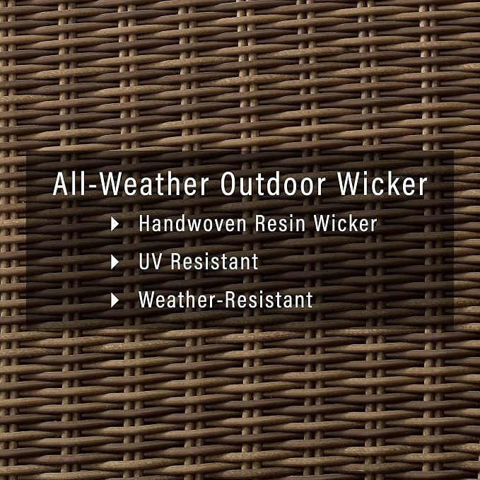 Crosley Furniture Bradenton 4-Piece Outdoor Sectional Sofa Wicker Conversation Patio Furniture Set for Deck, Brown with Navy Cushions
