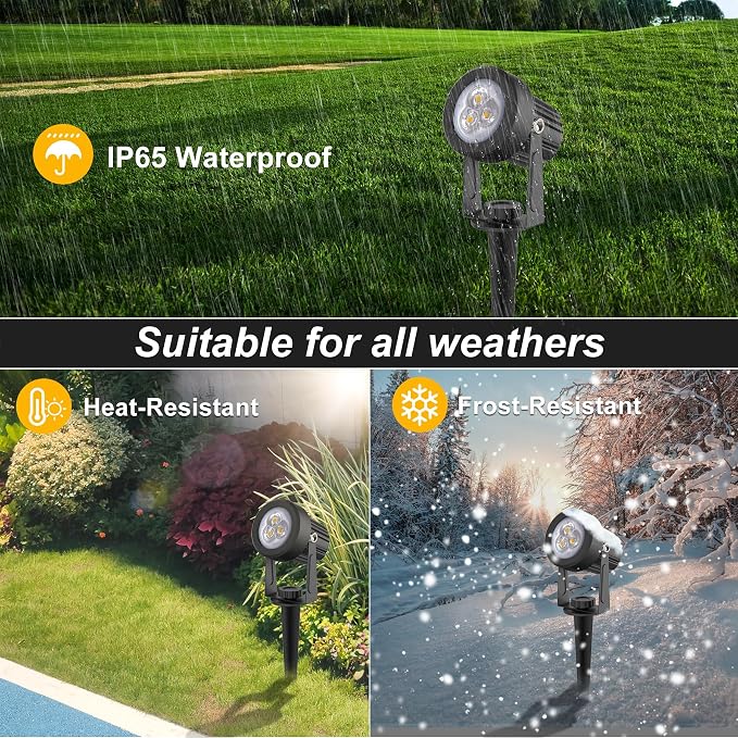 Solar Spot Lights Outdoor, Solar Landscape Spotlights IP65 Waterproof 9.8ft Cable, Auto On/Off Outdoor Wall Lights for Garden Yard Driveway Porch Walkway Pool (1-in-1 3000K Warm White 4 Pack)