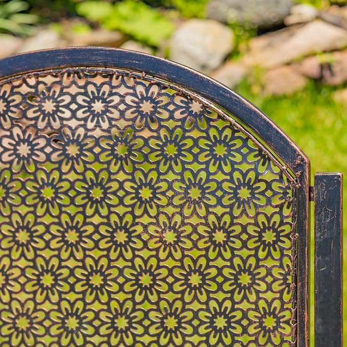 Zaer Ltd. Set of 3, Tsugo Collection, 2 Outdoor Metal Rocking Armchairs with a Round Side Table, Bronze Distressed Finish (Set of 3 (2 Chairs & 1 Table))