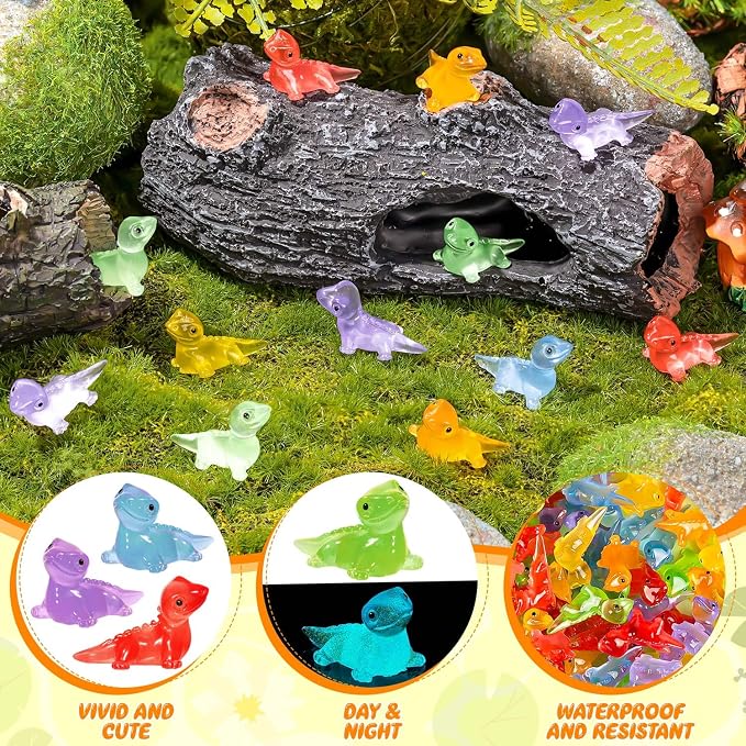 144PCS Luminous Mini Resin Lizards Tiny Lizards for Micro Moss Landscape | Cute Lizard Figures Glow in The Dark, Tiny Lizards Animal Miniature, Micro Moss Landscape Crafts Dollhouses Hidden Games