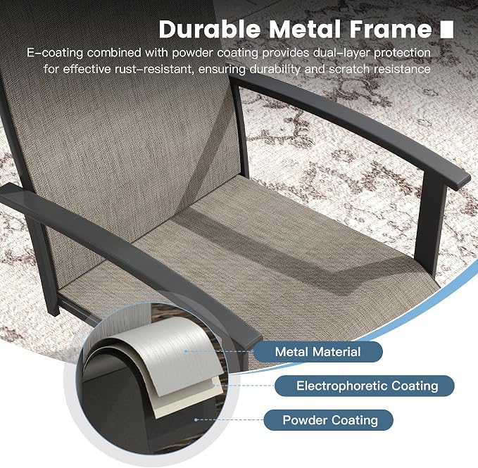 DIFY 9 Pieces Outdoor Dining Set for 8, 63" Walnut Round Metal Table with Umbrella Hole and Brown Textilene Swivel Patio Chairs, Patio Table and Chairs Set for Garden, Backyard, Poolside