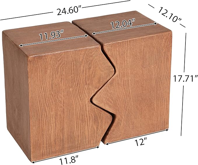Christopher Knight Home Loire MGO Outdoor Side Table Set of 2, Concrete Indoor/Outdoor Nesting Coffee Table, Multi-Purpose Patio End Table, No Assembly, Faux Wood Natural Color