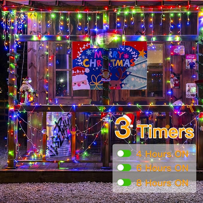 Ollny Icicle Lights for Outside 1000LED 82FT, Multicolor Christmas Light with Remote 8Modes Timers Waterproof Dimmable, Plug in Hanging Lights for Outdoor Indoor House Roof Holiday