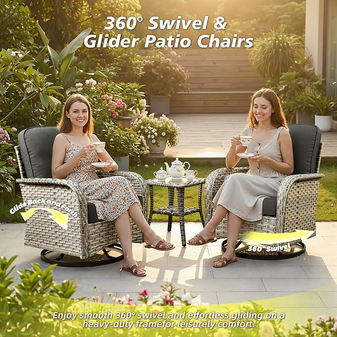 CAODOC 8-Piece Patio Furniture Set with L-Shape Sofa Chaise, Outdoor Sectional Couch Solar Table, Modern Modular Wicker Rattan Conversation Set