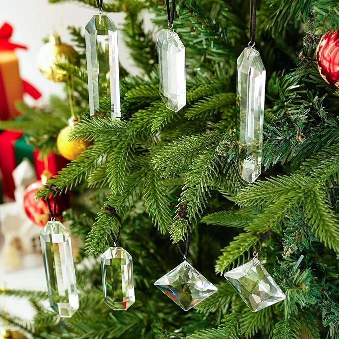 Set 7 Clear Crystal Prisms Suncatchers Window Hanging, Modern Grief Gift | Hanging Crystals,Glass Ornament For Christmas Tree,Rainbow Maker,Sun Catcher Indoor Window,Home Garden Decoration,Glass Prism