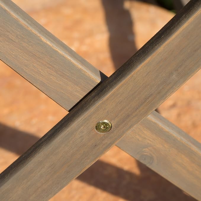 Merax Foldable Outdoor Dining Table 42.5''x27.5''x30'' Rectangular Acacia Wood Patio Dining Table, Grey
