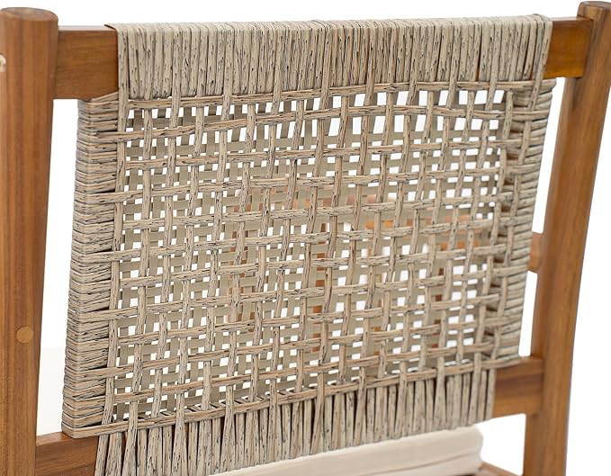 Christopher Knight Home Vera Acacia Wood Outdoor Dining Set for 6, 7 Piece Patio Dining Table and Chair Set, Wooden Outdoor Dining Armchair and Table Set, Teak+Cream