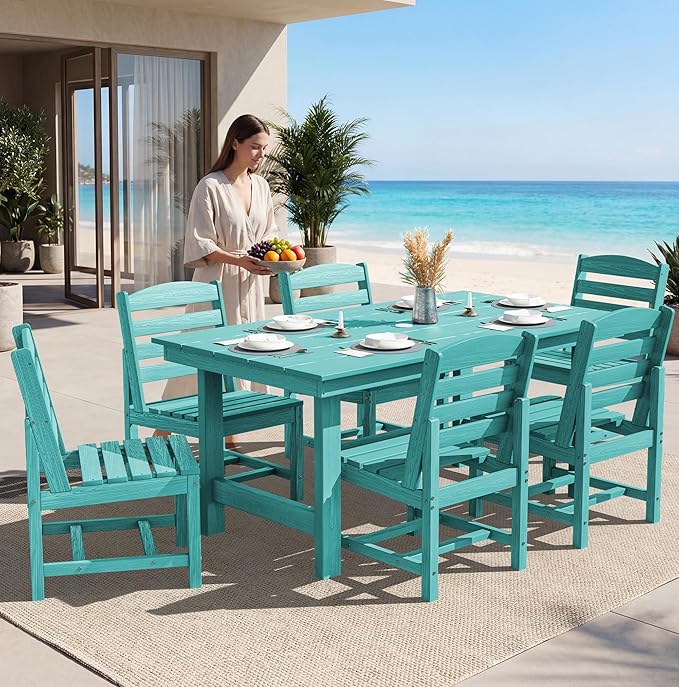 SERWALL HDPE Outdoor Dining Set for 10 with 2 Tables & 10 Chairs, Aruba | 12-Piece HDPE Outdoor Dining Set for 10, All-Weather Resistant Dining Furniture