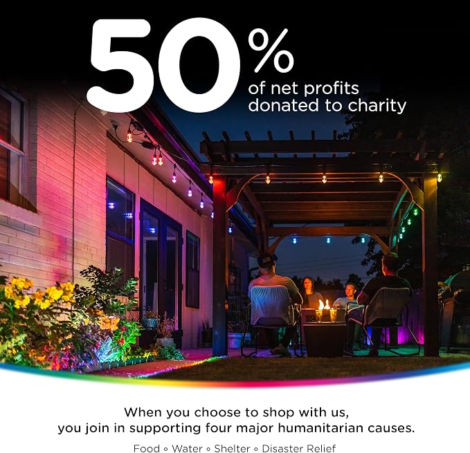 Enbrighten Vintage Outdoor String Lights, 48ft, 24 Bulbs, Remote Control | Coloring Changing LEDs, Weatherproof, Shatterproof Acrylic Bulbs, Drop Cord, Easy Install Keyholes, Linkable up to 750ft