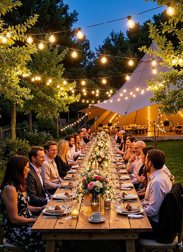 Brightown 37Ft Outdoor String Lights with Remote, 11 G40 Shatterproof LED Bulbs, Waterproof Connectable Hanging Patio Lights for Porch, Backyard, Bistro, Deck, Balcony, Home Decor, 2700K Dimmable
