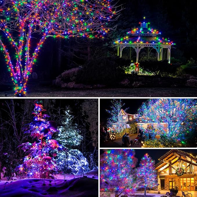 6 Pack Solar String Lights for Outside - 480LED 198FT Solar Fairy Lights Outdoor Waterproof 8 Modes, Copper Wire Solar Powered Twinkle Lights for Tree Garden Christmas Wedding Party Decor, Multicolor