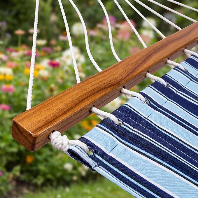 Hammock with Spreader Bar, Pillow & Chains, 450 lbs Capacity, Weather Resistant, for Patio, Backyard, Beach, Outdoor