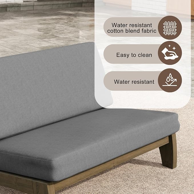 2 Pieces Patio Furniture Sets, All-Weather Outdoor Wood Bistro Set Patio Conversation Side Table Chiars and Patio Loveseat for Balcony, Backyard