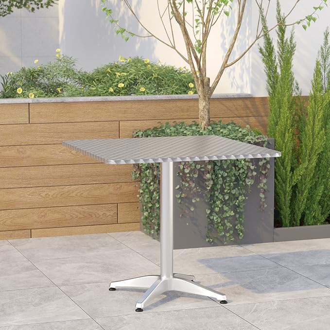 EMMA + OLIVER 31.5" Square Aluminum Indoor-Outdoor Table