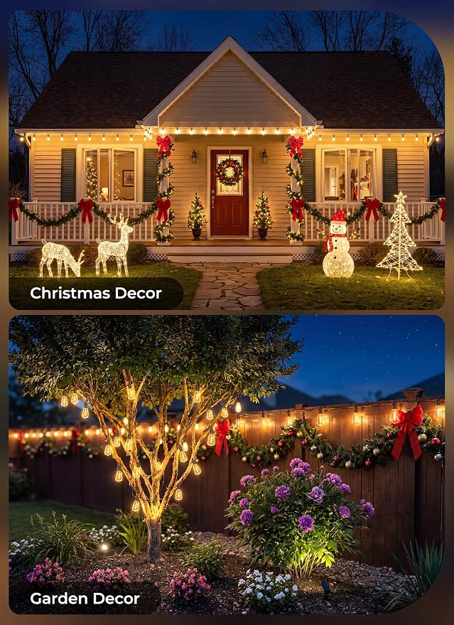 Brightown 58FT Solar String Lights Outdoor, 25+1 Shatterproof LED Lights | Waterproof, Remote Control, Dimmable, Timer, 3 Light Modes, Commercial Grade Patio Lights for Garden, Backyard, Party Decor