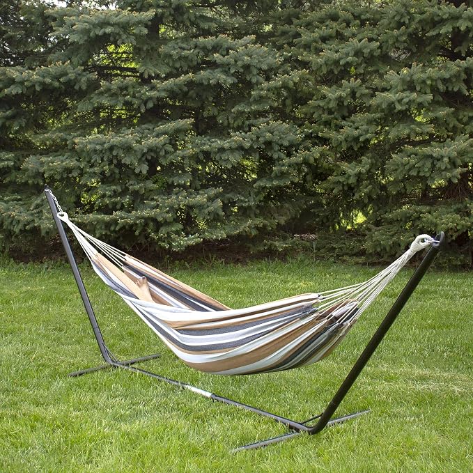Northlight 73" Neutral Colored Striped Double Brazilian Hammock