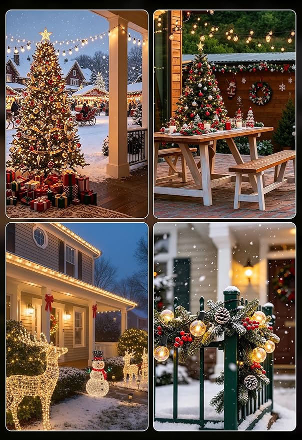 Outdoor String Lights 300FT Wateproof Outside Lighting for Patio Backyard | 154 Plastic Dimmable G40 Globe Bulbs,2-Pack 150FT Connectable Outdoor Lights for Porch Bistro Garden Gazebo Balcony Yard Cafe