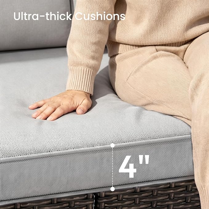 Patio Furniture Set - All-Weather - 1 Piece Wicker Outdoor Patio Conversation Set, Modular Rattan Sectional Sofa for Backyard, Garden, Patio, Poolside