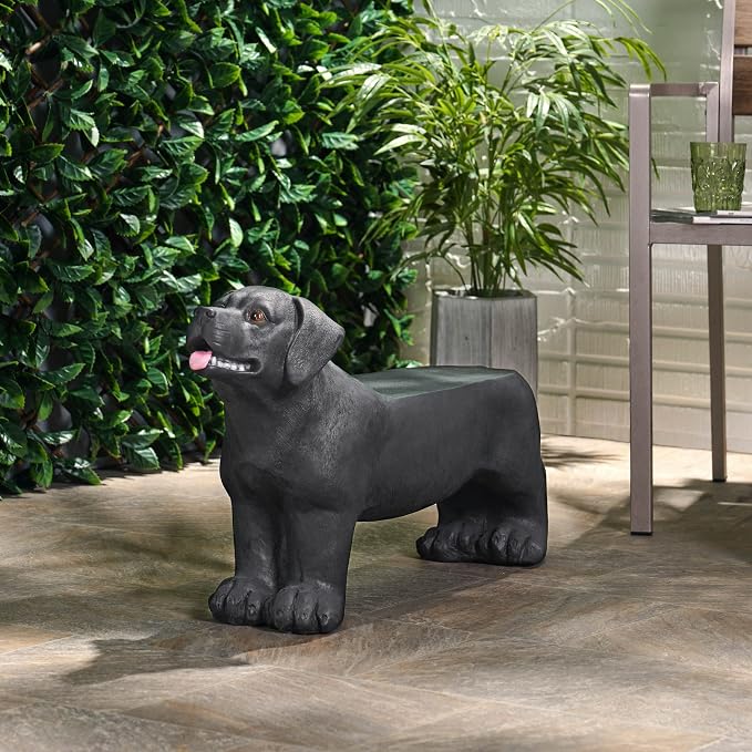 JIJIWANG Black Do3-in-1 Pedestal Side Table/End Table/Stool - MGO Hand Painted Sculpture Statue,No Assembly Required for Home,Living Room & Outdoor Decor (Jet Black, 31.50" W x 8.75" D x 16.75" H)