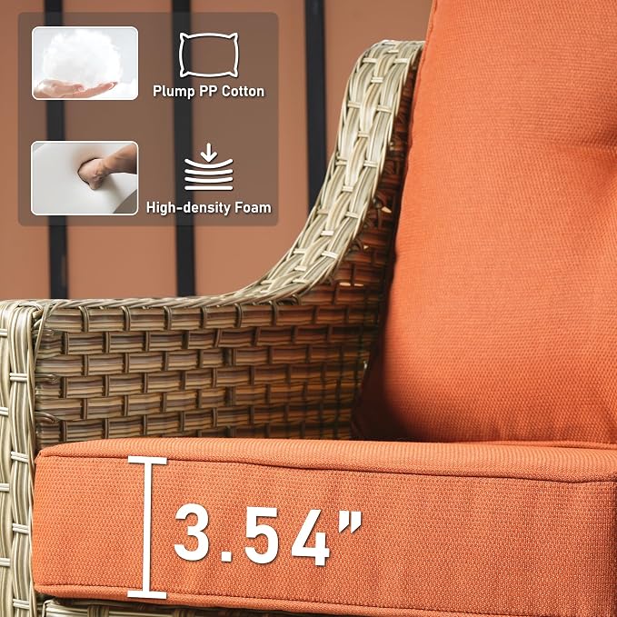 HOOOWOOO 2 Piece Patio Chairs Set,Outdoor Wicker Chairs,All Weather Resistant High Back Rattan Deck Chairs Matching Furniture(Red)