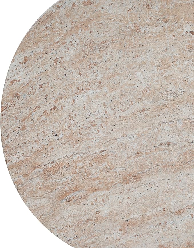 Merax Outdoor Lightweight Concrete Side Table 15" Dx18.5 H Cylinder Round Travertine Indoor Accent Table Weather Resistant End Table for Patio, No Assembly Required, Beige
