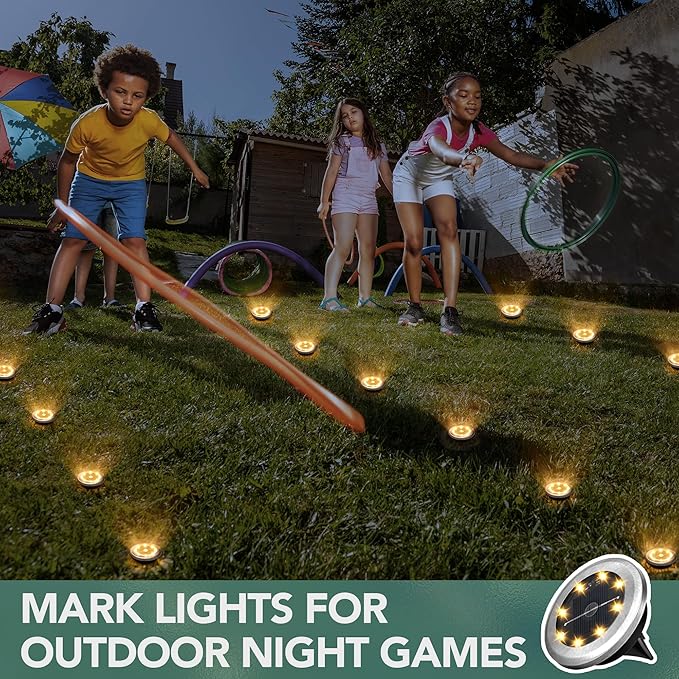 SOLPEX 20 Pack Small Solar Ground Lights, Pathway Lights Warm White | Stainless Steel Solar Powered Walkway Lights Waterproof, Landscape Lighting for Driveway, Garden, Backyard, Patio