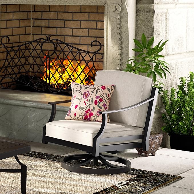 PEAK HOME FURNISHINGS Tamarin Outdoor Swivel Club Lounge Chair in Bronze Aluminum