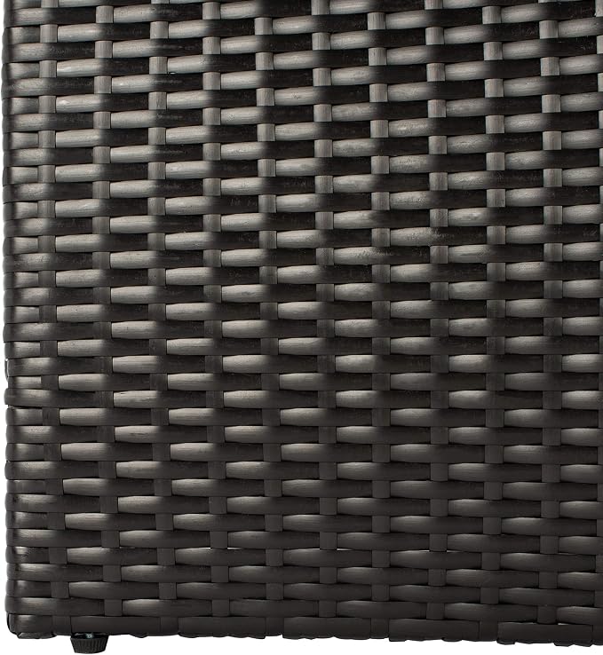 SAFAVIEH Outdoor - Jesvita 4-Piece Conversation Set - Black & White - Faux Wicker & Steel Frame - Demilune Sectional with Accent Table - Ideal for Patio, Deck, Porch, Backyard (PAT7701A)