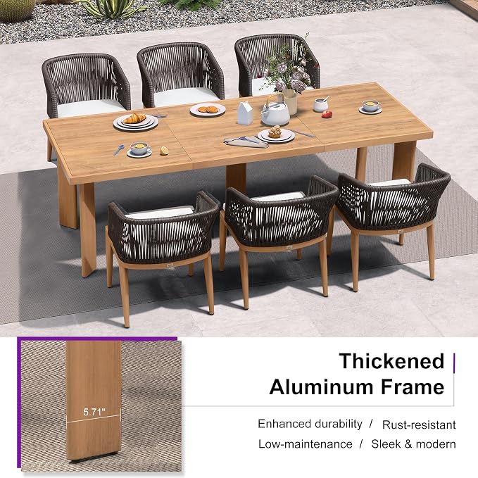 PURPLE LEAF 13 Pieces Outdoor Dining Set Patio Table and Chairs Set Aluminum Wicker Rattan Patio Furniture Set for Lawn Garden Backyard Teak with Counter Stools