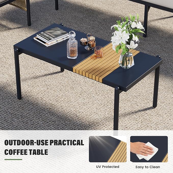 Aluminum Outdoor Patio Furniture Set, 4 Seats Outdoor Sectional with Coffee Table, Patio Conversation Sets with Washable Thick Cushions and Waterproof Cover for Backyard/Garden /Poolside, Silver Gray