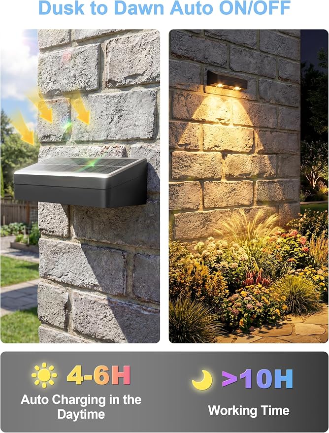 JOFIOS Solar Fence Lights with Remote, Warm White, Cool White and RGB Color Glow LED Outdoor Wall Lights, IP65 Waterproof Solar Lights for Fence, Backyard, Railing, and Deck, Home Improvement, 16 Pack