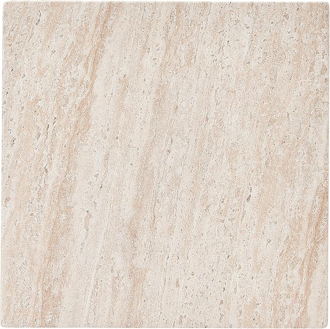 Christopher Knight Home Livia 20.28" Tall Outdoor Square Accent Side Table, Patio Decorative End Table with Fluted Design, MGO Garden Stool for Patio Living Room Balcony & Garden Decor, Travertine