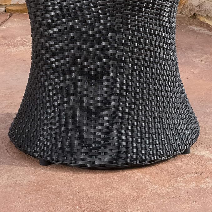 Christopher Knight Home Adriana Outdoor PE Wicker Accent Table, Black