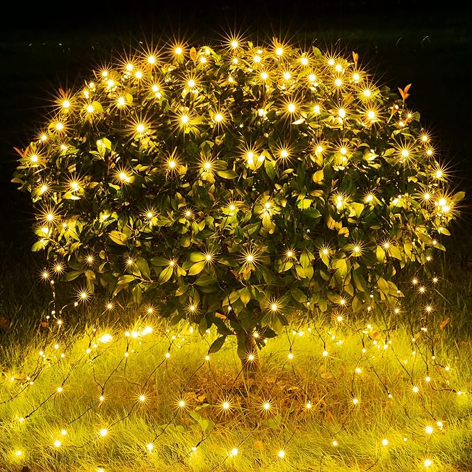 BlcTec Christmas Lights Outdoor 360 LED 9.8ft x 6.6ft Christmas Net Lights with 8 Modes, UL Certified, Timer, Connectable, Waterproof for Bushes, Shrubs, Yard Outdoor Xmas Decorations, Warm White