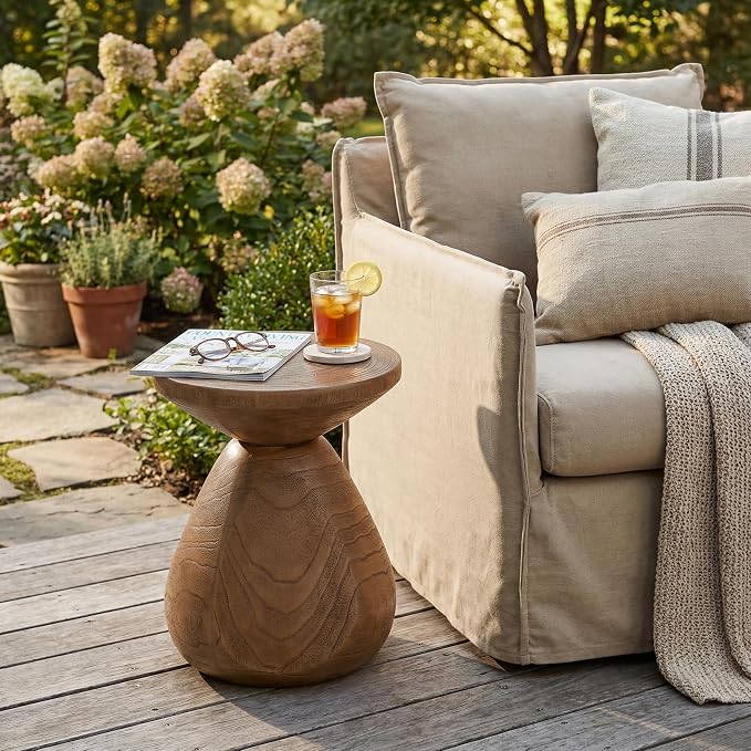 Patio Side Table, Square, Natural Wood Grain