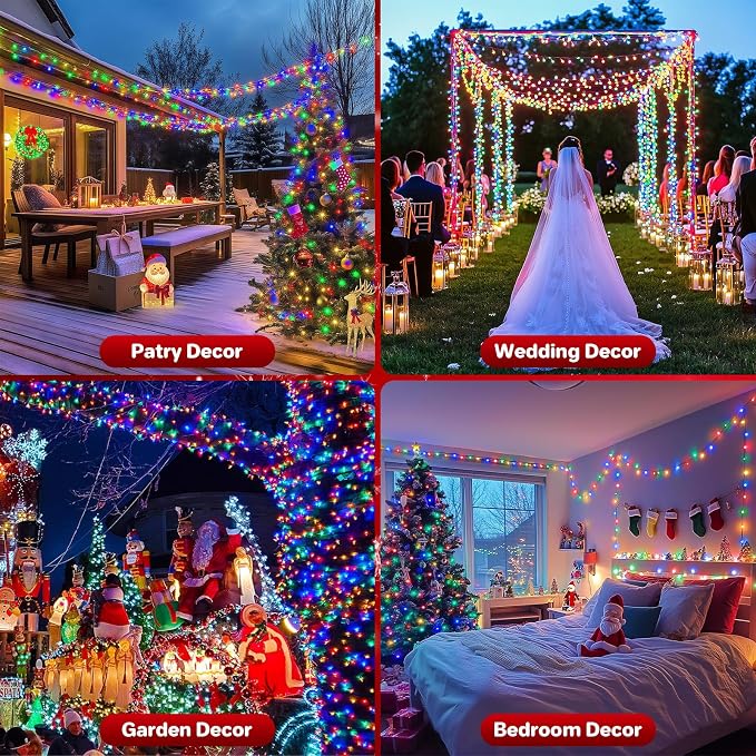 Extra Long 264Ft 800 LED Christmas Lights with Timer, Green Wire Fairy Starry String Lights Plug in, 8 Modes and Memory, forIndoor Outdoor Xmas Tree Wedding Party Decoration,Multicolor