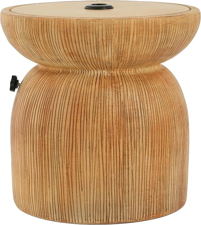 Merax MGO Outdoor Patio Side Table Umbrella Base, 16" Height Boho Outdoor End Table with Adjustable Umbrella Holder & Sand-Filling Design for Garden Poolside Deck, Sand Beige Finish