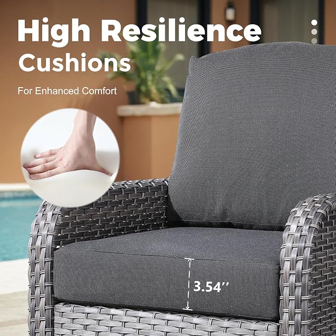 2 Pieces Wicker Patio Furniture Loveseat with Table - Outdoor Rattan Patio Bistro Set of 2,All-Weather PE Wicker Conversation Sofa High Back Deep Seating for Deck Porch Yard,Black