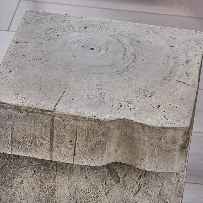 Concrete Side Table, Outdoor Side Table for Patio, 12.5" Outdoor Accent Table Patio Side Table End Table in Light Gray for Garden, Balcony, Couch, No Assembly