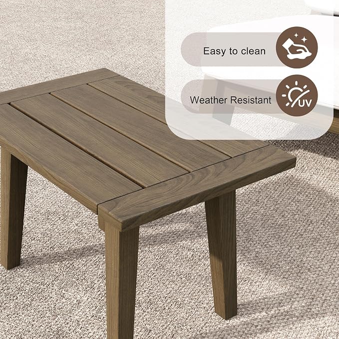 2 Pieces Patio Furniture Sets, All-Weather Outdoor Wood Bistro Set Patio Conversation Side Table Chiars and Patio Loveseat for Balcony, Backyard