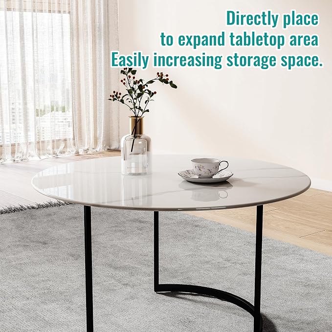 30" Round Tempered Glass Table Top, Marble Glass Surface Protector Heat & Scratch Resistant Multipurpose for Dining, Coffee, Restaurant, Office and End Table (White Marble Pattern, 30 Inch)