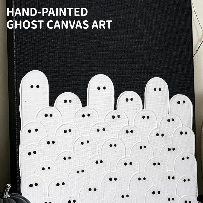Kindlivery Halloween Decorations, Ghost Wall Art Hand Painted Painting, Unframed Spooky Ghost Artwork, Wall or Tabletop Display, Indoor Decor, For Home Mantel Shelf