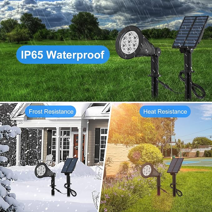 T-SUNUS RGB Solar Landscape Spotlights Christmas, Color Changing Spot Lights Waterproof IP65 Garden Pond Light, 180° Adjustable Wall Tree Light Separately Installed for Outdoor/Indoor Halloween 4 Pack | 4 Pack, Separated For Garden Pond Tree