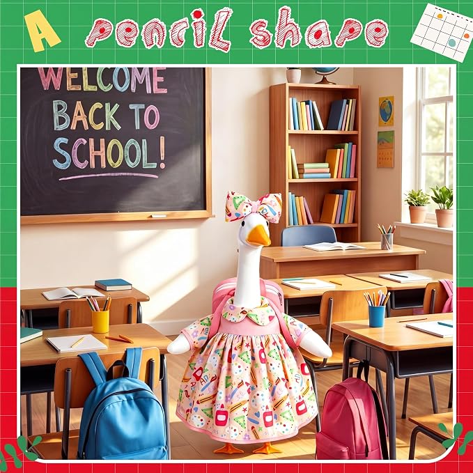 Mindsoft Back to School Goose Outfit Porch Goose Clothes Costume Statues Decor for Lawn Garden Patio Classroom Outdoor Statues Art Decor(Backpack Style - Pink)