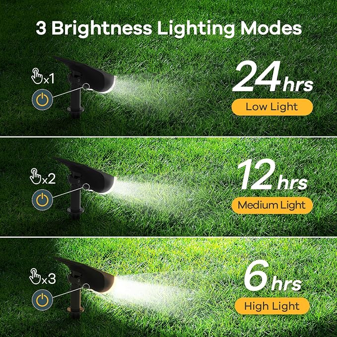 Linkind Solar Lights Outdoor Waterproof Landscape Spotlight Daylight 6 Pack | Starray, 3 Lighting Modes, 6500K, Dusk to Dawn, Auto On Off for Landscape Garden Yard Tree Flag Pathway Patio House Sign