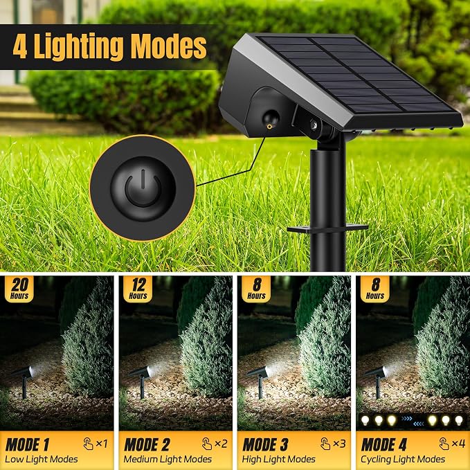 Solar Spot Lights Outdoor Waterproof, 6 Pack, 118 LED Cool White | IP67, 4 Modes Auto On/Off, for Yard Garden Pathway Walkway Tree Patio Driveway
