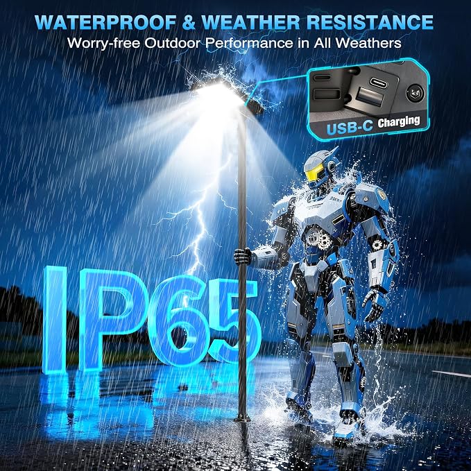 100" Solar Lamp Post Lights with Pole & Remote, Outdoor IP65 Waterproof 420 LEDs Solar Street Lights, Black Metal Flood Solar Motion Pathway Lights for Yard, Garden, Patio, Lawn, Garage
