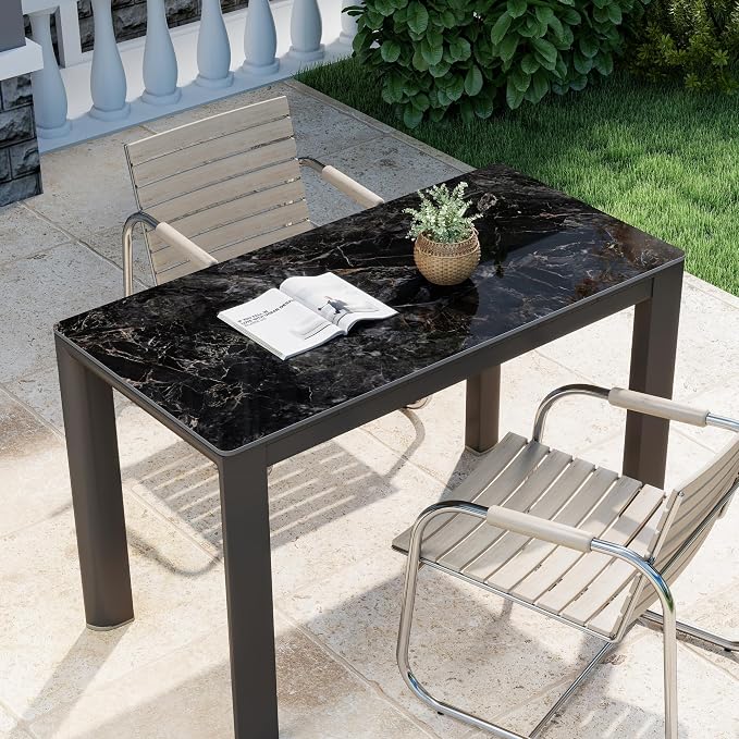 Rectangle Table Top,47.2 ” x 23.6 ” Black Sintered Stone Tabletop, DIY Replacement & Cover Marble Desktop, Scratch & Wear Resistant, Easy to Clean, Suitable for Indoor & Outdoor