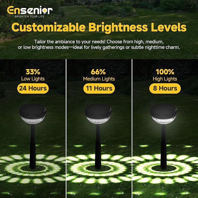 Ensenior 8-Pack Solar Lights Outdoor, Auto ON/Off 6500K LED Solar Garden Lights for Pathway, Yard, Patio, Walkway, Flower Bed, Halloween Christmas Landscape Lighting, IP65 Waterproof, Flag Lights